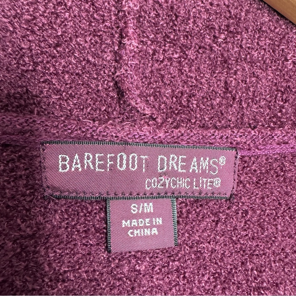 Barefoot Dreams Cozychic Lite Cardigan Berry Burgundy Size S/M Loungewear - Picture 8 of 12